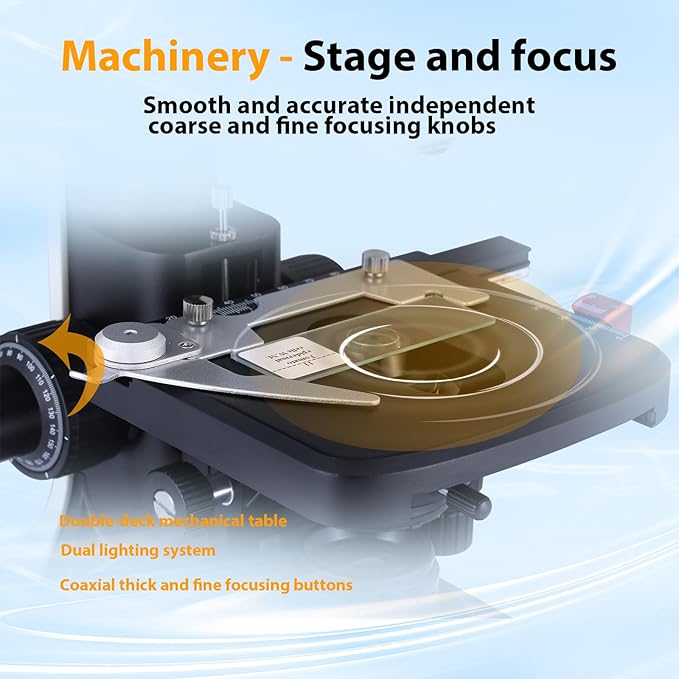 40X-2500X Microscope Laboratory Microscope for Adults with LED, Double 3D Mechanical Stage, Abbe Spotting Scope for Students Children Adults Laboratory Education Science Doppelt Tisch-CubbioJoy