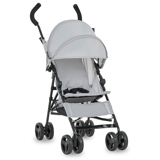 Dream On Me Rover Convenience Baby Stroller in Gray, Lightweight & Compact Umbrella Stroller, Easy one-Hand fold Travel Stroller, Lockable Rear Wheels, Removable & Adjustable Canopy-CubbioJoy