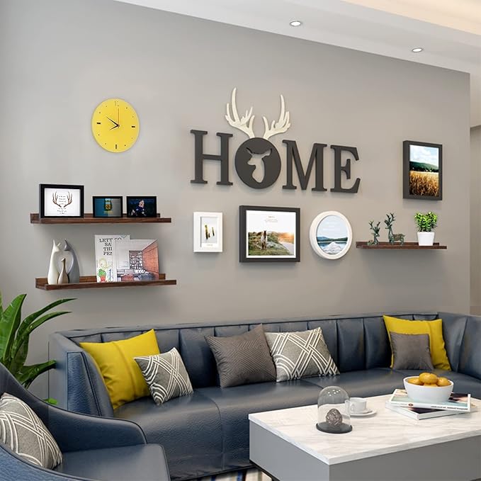 AZSKY 24 Inch Floating Shelves Rustic Wood Wall Shelf Deep Dark Walnut Floating Shelves a Set of 3 Hanging Narrow Picture Photo Ledge Shelves Wall Mounted Bathroom Bedroom Kitchen Office Décor-CubbioJoy