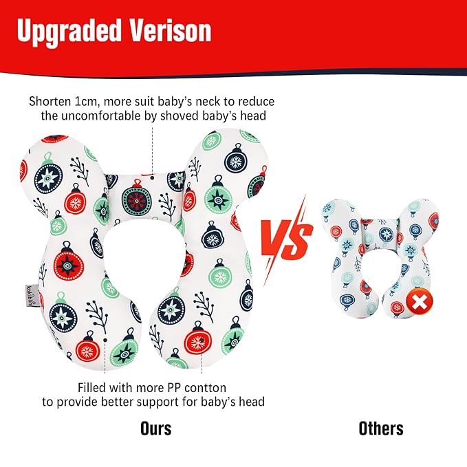 KAKIBLIN Baby Travel Pillow for Head and Neck, Upgraded Baby Support Pillow, Baby Neck Pillows for Car Seat,Pushchair,Travel,(Cross)-CubbioJoy