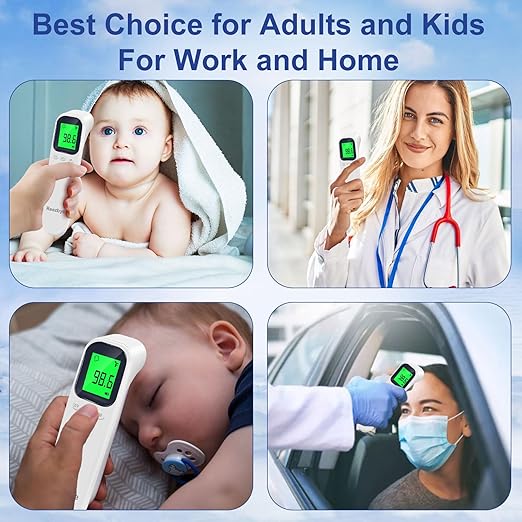 Contactless Thermometer - Digital Forehead Thermometer for Baby, Kids and Adults,3 Color Fever Alarm, 2 in 1 Forehead & Object Mode-CubbioJoy