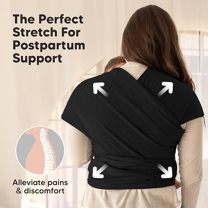 KeaBabies Baby Wrap Carrier - All in 1 Original Baby Carrier Newborn to Toddler Sling, Easy to Wear, Hands Free Bonding, Lightweight, Breathable Infant Wraps (Trendy Black)-CubbioJoy
