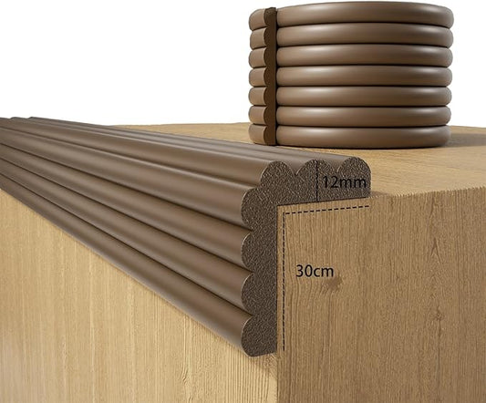 Baby Proofing Wall Corner Protector,Edge Guard Corner Protector,6.56ft Thinken Soft Corner Protectors Pre-Taped Soft Rubber Foam Edge Cushion for Furniture (Brown-L, 6.56Ft x 11.8" W x 0.47" Th)-CubbioJoy
