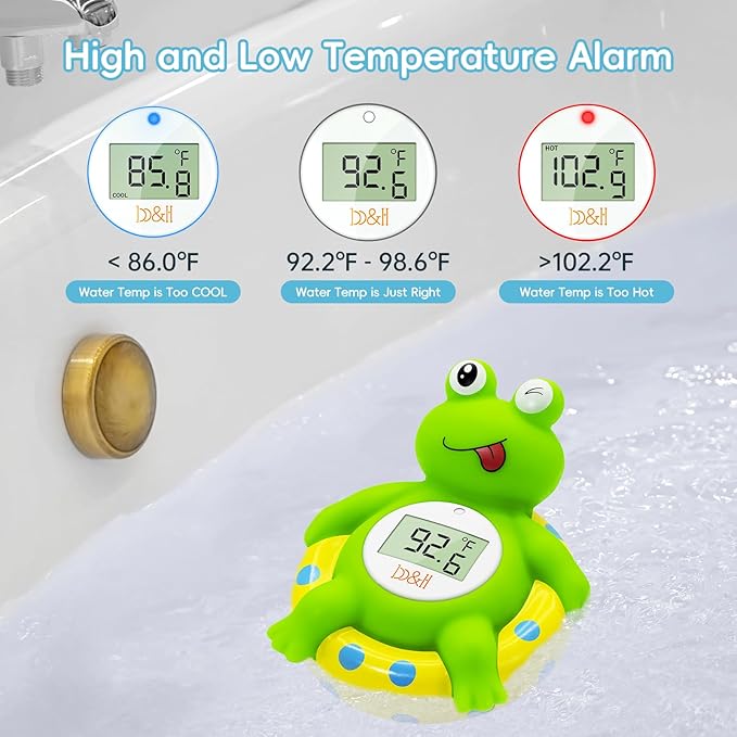 b&h Baby Bath Thermometer Frog - Easy to Read Display | BPA-Free| Fahrenheit or Celsius | Digital Water Temperature Thermometer for Newborns & Infants, Safe Floating Bath Toy-CubbioJoy