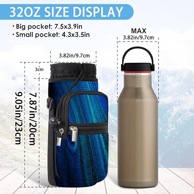 25/32/40/64oz Water Bottle Bag Holder Carrier-Insulated Crossbody Sling Case Sleeve with Strap & Pockets for Men Women Gym Cycling Travel Walking Hiking Camping-CubbioJoy