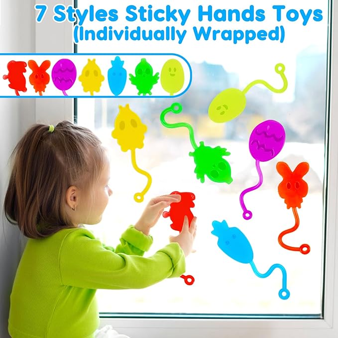 40 Pcs Easter Sticky Hands for Kids, Plastic Easter Eggs Fillers Basket Stuffers for Toddler Boys Girls Easter Eggs Hunt Games Party Favors Supplies Classroom Prizes Goodie Bag Fidget Sensory Toy Bulk-CubbioJoy