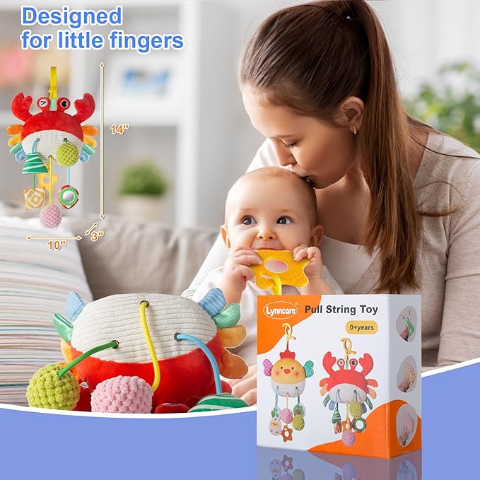 Car Seat Toy for Babies 0-6 Months, Stroller Toy with a Convenient clip, Carseat Toys Hanging Baby Accessories,Built-In Bell, Rattle,Squeaky,Mirror for infant,Babies Gift 0-3-6-12 months Boy Girl-CubbioJoy