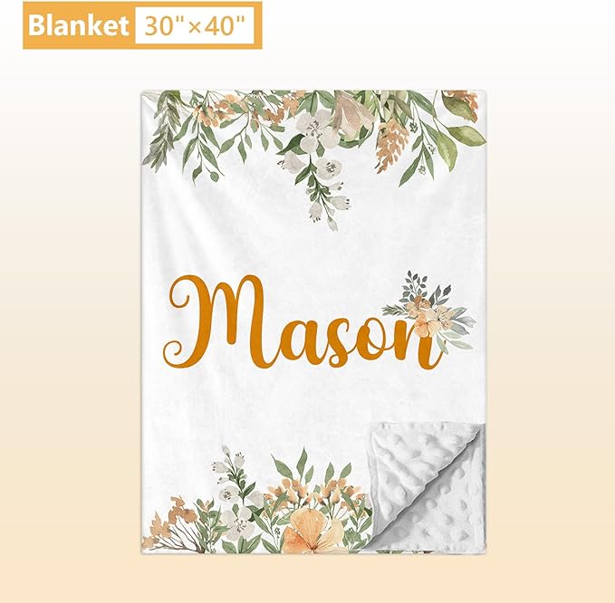 Custom Baby Crib Set - 5 Pcs Personalized Name Flowers Crib Bedding Set for Infants Toddlers - Soft Double Layer Nursery Bedding Set for Girls Boys - Customized Gifts for Baby Shower Birthday-CubbioJoy