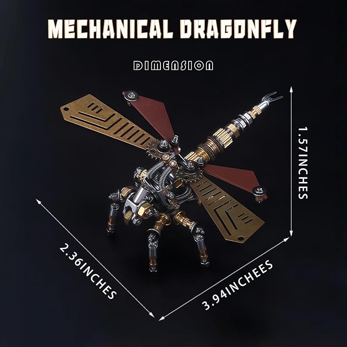 Adult 3D Metal Puzzle, Punk Insect Model Set, 3D Mechanical Insect Building Block Puzzle, Fun DIY Assembly, high-end Men's Gift. (Metal Dragonfly)-CubbioJoy
