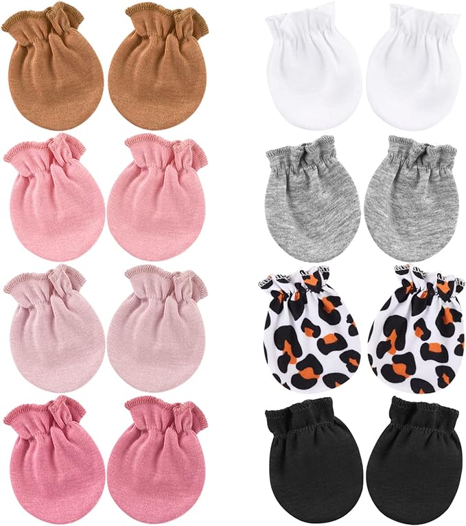 BQUBO Newborn Infant Toddler Mittens No Scratch Cotton Elastic Wrist Gloves Hypoallergenic for 0-6 Months Baby Boys Girls-CubbioJoy