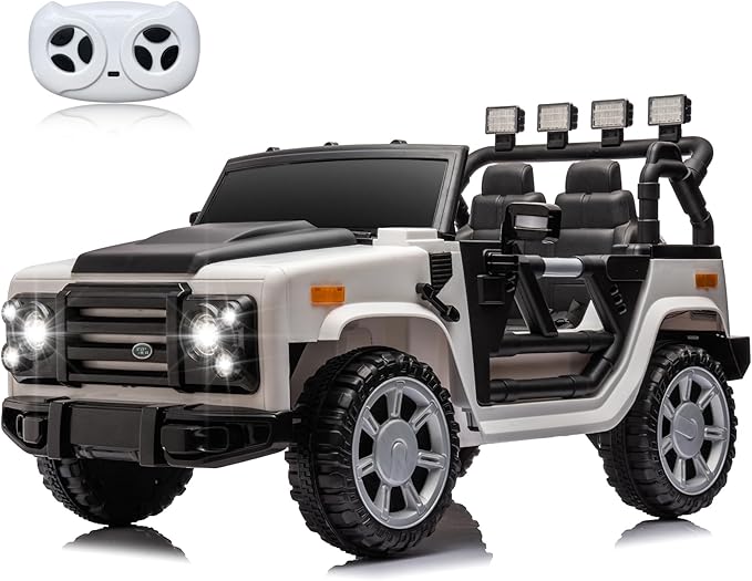12V SUV 5MPH 2-Seater Ride on Toys, Ride-on Truck Toy w/Parent Remote,4W/2D 3-Speed Kids Electric Vehicles with Motor,Spring Suspension,LED,Music (12V Electric Ride on Truck SUV)-CubbioJoy