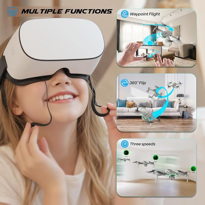 Drone With Camera 1080P for Kids And Adults, RC Quadcopter with Altitude Hold, Mini Drone With One Key Start, Waypoint Fly, Headless Mode, 3D Flip, 3 Speeds, Remote Control Drone for Beginners-CubbioJoy