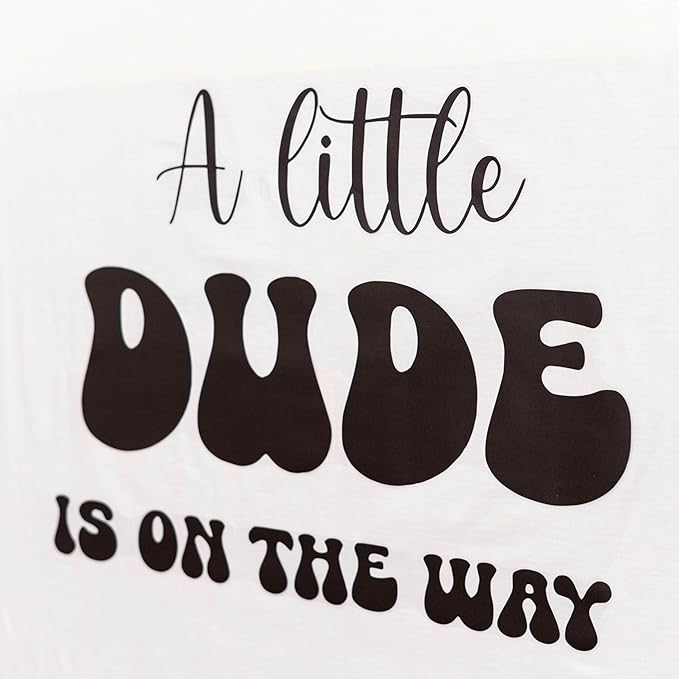 A Little Dude is On The Way Decal - Baby Shower Party Decorations, Gender Reveal Party Supplies, Balloon Arch Background Wall Decor, Party Photo Props Dude Sign Wall Decal (Dude Decal)-CubbioJoy