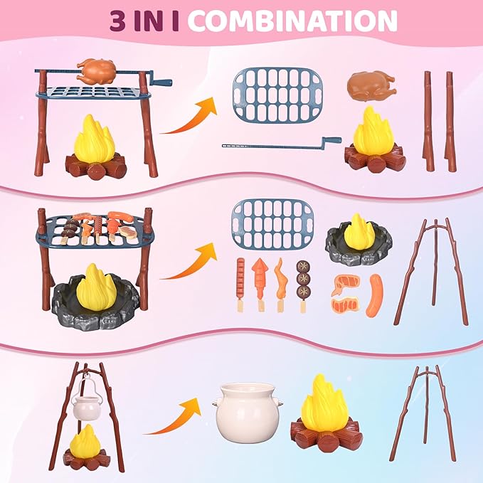 Camping Set Toys with Pop up Tent Pretend Play Indoor Outdoor Camping Playset,Christmas Birthday Gifts for Toddlers Kids Girls 3-5 Years Old-CubbioJoy