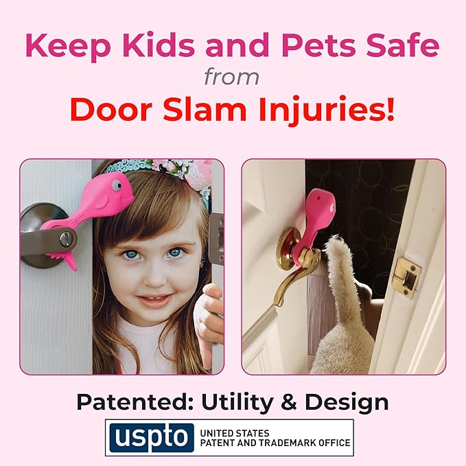 Baby Proofing Door Stopper, Door Pinch Guards Protect Child Fingers & PET Tails. Baby Safety Finger Protectors Prevent Pinch Injuries – Kids and Adults Love Whale Pinch Guard (Pink)-CubbioJoy