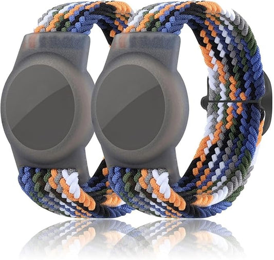 2 Pack Kids Bracelet Compatible with AirTag, GPS Kid Tracker Holder Braided Wristband for Apple Air Tag, 2022 Upgraded Nylon Adjustable Anti Lost Airtag Watch Band for Kids Children Elders-CubbioJoy