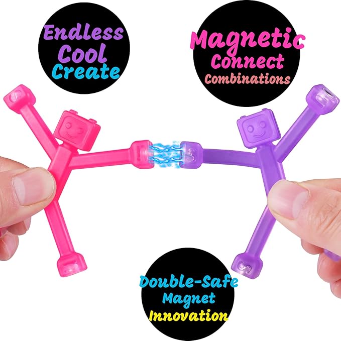 6 PCS Magnetic Travel Toys for Kids, Creative, Portable and Educational, Magnetic-People-Magnet-Men: Cute Robot & Funny Magnets, Small Fidget Toys for Classroom Prizes, Easter Egg Stuffers, Office-CubbioJoy