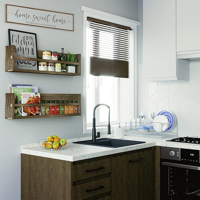 brightmaison Polynez 30" Floating Shelves for Nursery & Kids Room - Wall Multiuse Book Shelves, Set of 2 Brown Wood-CubbioJoy