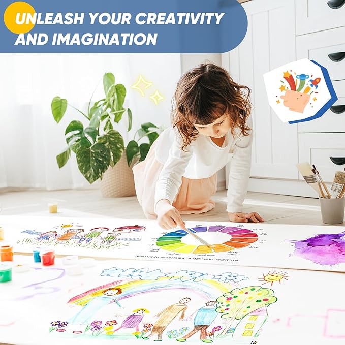 Art Paper Roll for Crafts, Drawing & Painting, 17.75"x1200" (100') White Gift Wrapping Craft Kraft Bulletin Board Poster Banner Coloring Paper, Kids Art Supplies, Wedding Floral Supplies 80GSM 55LB-CubbioJoy