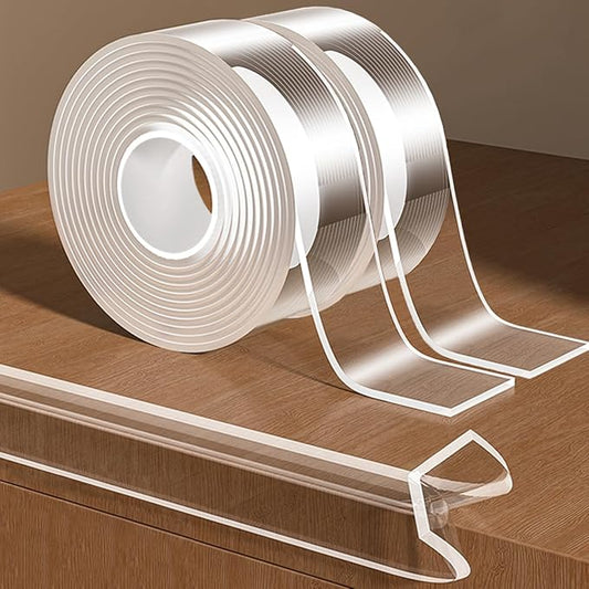 2Pack Baby Proofing Edge Protector for Baby,Clear Edge Protector Strip Sharp Edge Wrap Cover Tape,Corner Bumpers for Furniture,Crib Rail Covers for Teething,Total 19.68 Ft (Width 1.18 in)-CubbioJoy