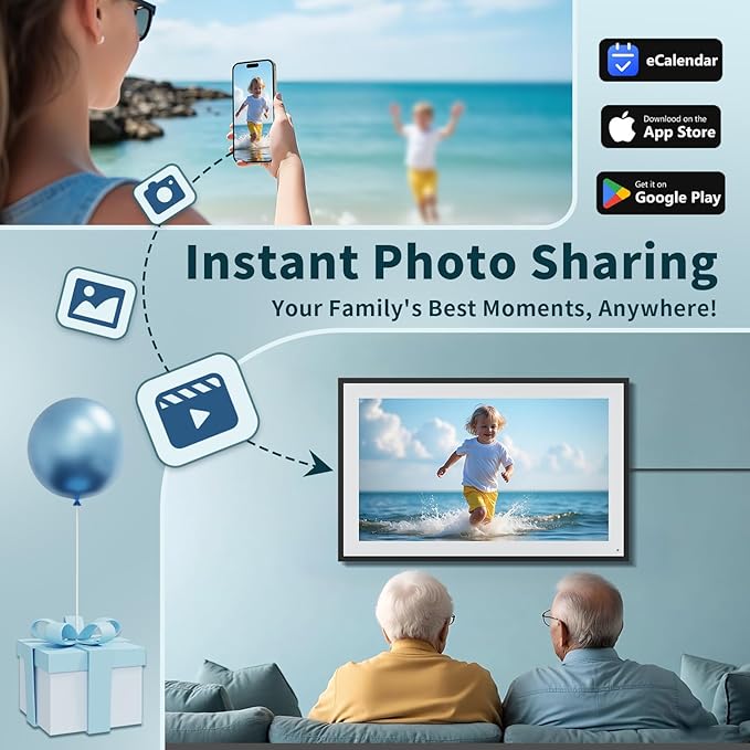 21.5 Inch Digital Calendar, WiFi Smart Electronic Calendar & Chore Chart, 1920 * 1080 IPS Touch Screen HD Display for Family Schedules, Streamline Household Organization, Wall Mount Included-CubbioJoy