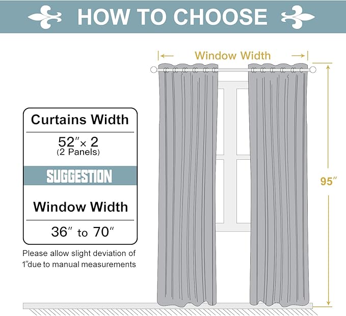ChrisDowa 100% Blackout Curtains for Bedroom with Black Liner, 2 Thick Layers Total Blackout Thermal Insulated Grommet Long Window Curtains 2 Panels Set (Mustard Yellow, 52 x 95 Inch)-CubbioJoy