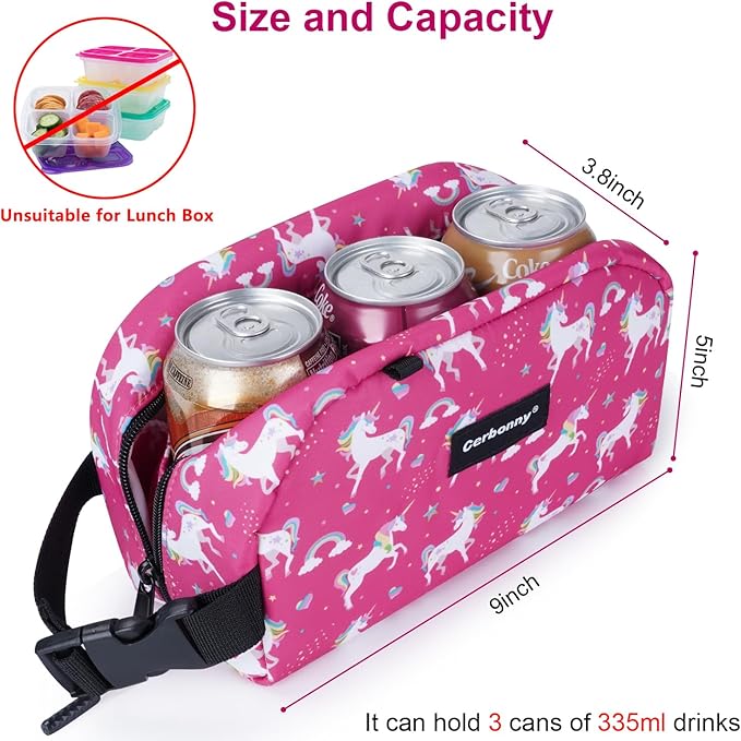 Cerbonny Small Cooler Bags: Freezable, Insulated Lunch Bags for Work/School Travel - fits Yogurt | 3+(Unicorn)-CubbioJoy