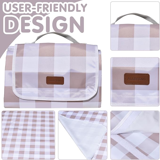 80"x80" Extra Large Waterproof Outdoor Mat - Sandproof Foldable Picnic Blanket for Family Camping, Backyard, Beach Parties - Heavy Duty & Easy Storage (Light Brown)-CubbioJoy