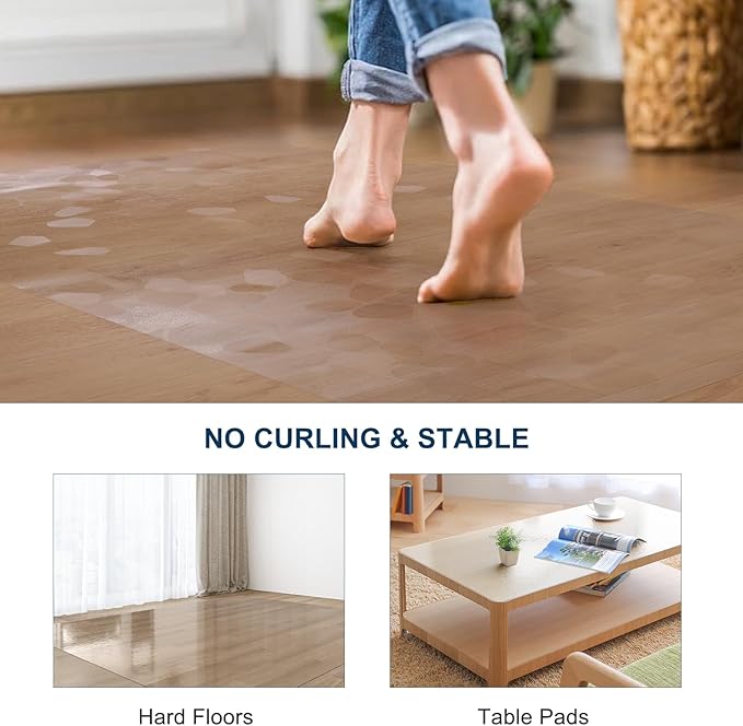 Clear Area Mat for Hard Floors, 4'×6' No Slip Vinyl Floor Mats for Under Dining Table, Pebble Patterned Waterproof Rug Protector for High Traffic Areas, Pet, Splat Mat-CubbioJoy