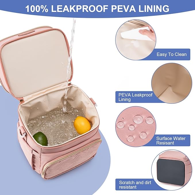 Insulated Breastmilk Cooler Bag with Ice Pack - Holds 6x9oz Bottles, Leakproof Double Layer, Baby Bottle Cooler Bag with Adjustable Strap for Nursing Moms, Daycare & Travel-CubbioJoy