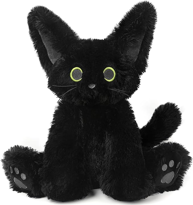 Cuckool Black Cat Stuffed Animals, Microwavable Stuffed Animals Heating Pad for Cramps, Pain Stress Relief, Heatable & Coolable Lavender Scented Cat Plush Toys for Anxiety, Women & Kids Bedtime-CubbioJoy