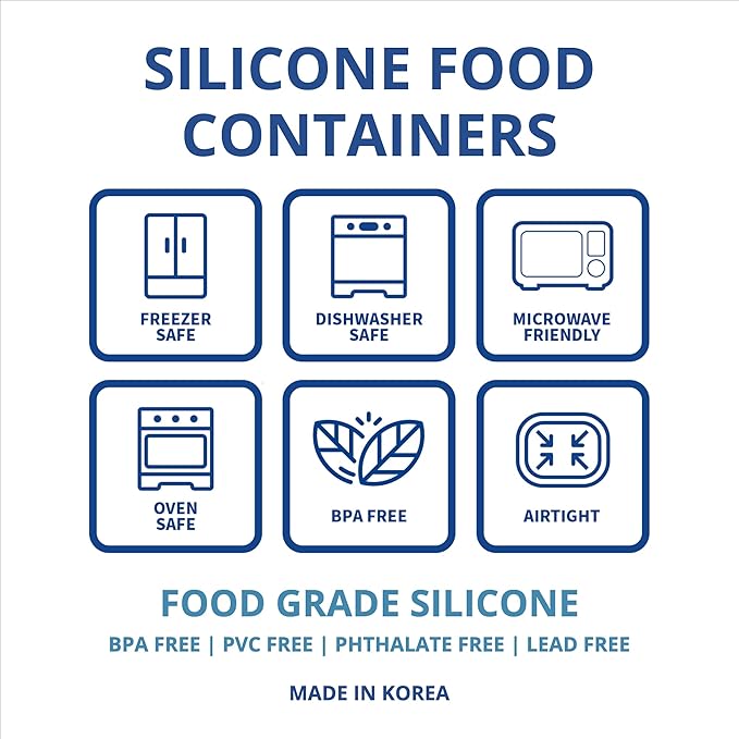 BLUE GINKGO Nesting Silicone Containers - Set of 3 Hard-Shell Silicone Food Storage Containers | BPA Free, Airtight, Dishwasher and Freezer Safe (6.7oz, 10oz, 20oz) - Green-CubbioJoy