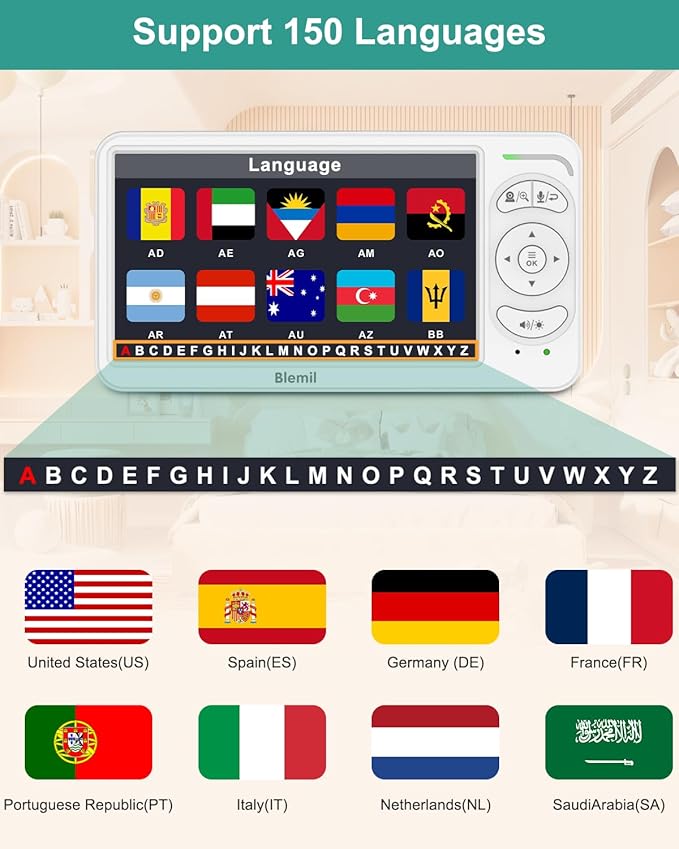 6" Baby Monitor with 2 Cameras 4000mAh Battery Upgrade Split Screen Video Baby Monitor No WiFi Remote Pan-Tilt-Zoom Auto-Night Vision 150 Languages ECO Mode 2-Way Talk 1000FT (Ideal Condition)-CubbioJoy