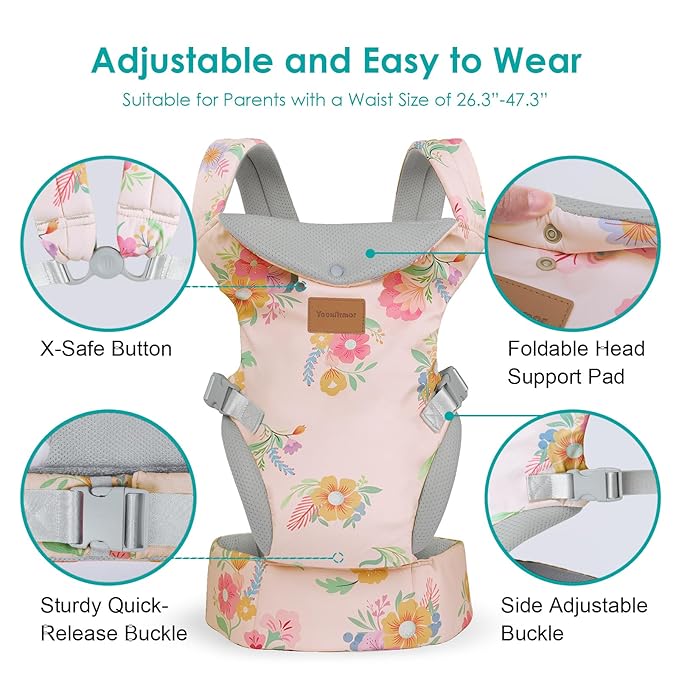 Baby Carrier Newborn to Toddler, Ergonomic Adjustable Toddler Carriers for 7-66 Lbs, Cozy Lightweight Infant Carrier with Neck Support, Baby Holder Carrier with Lumbar Support for Mom Dad-CubbioJoy