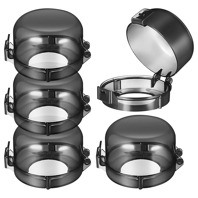 5pcs Stove Knob Cover: 3.5in Child Proofing Cover Knob Easy Install for Kitchen Stove Locks Door Child Proof Clear Plastic Black-CubbioJoy