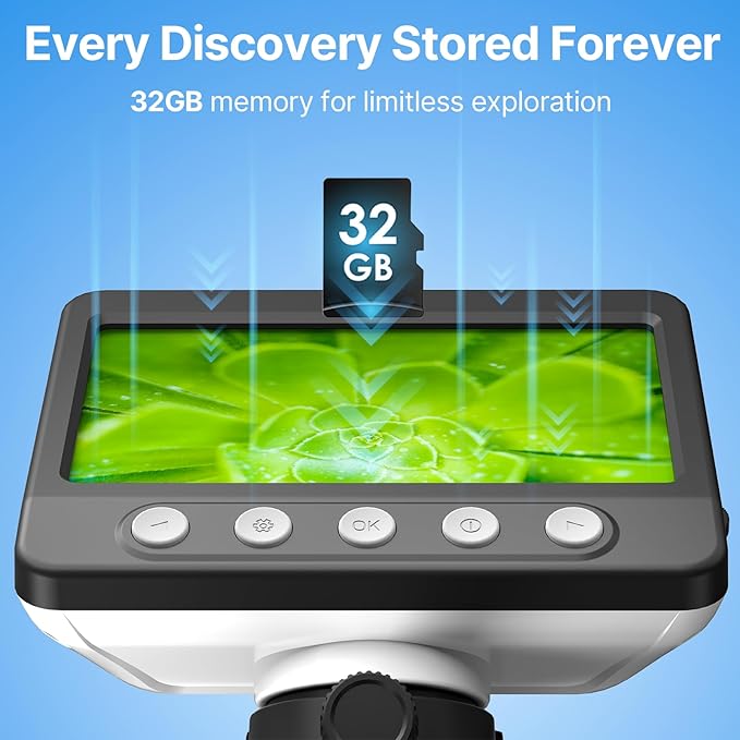 Coin Microscope for Error Coins, 4.3 inches 1080P LCD Digital Microscope, 50x-1000x Magnifier with 8 Adjustable LED Lights, PC View, Compatible with MacOS Windows for Adults Kids-CubbioJoy