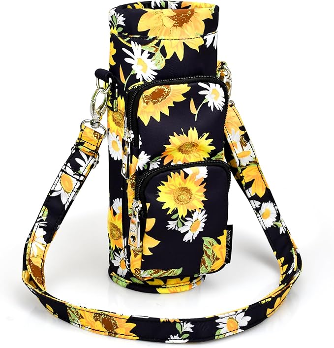 Betsey Johnson Insulated Water Bottle Pouch Holder Carrier Crossbag with Adjustable Shoulder Strap - Lightweight Polyester Accessories with Pockets Good for Hiking Sports-CubbioJoy