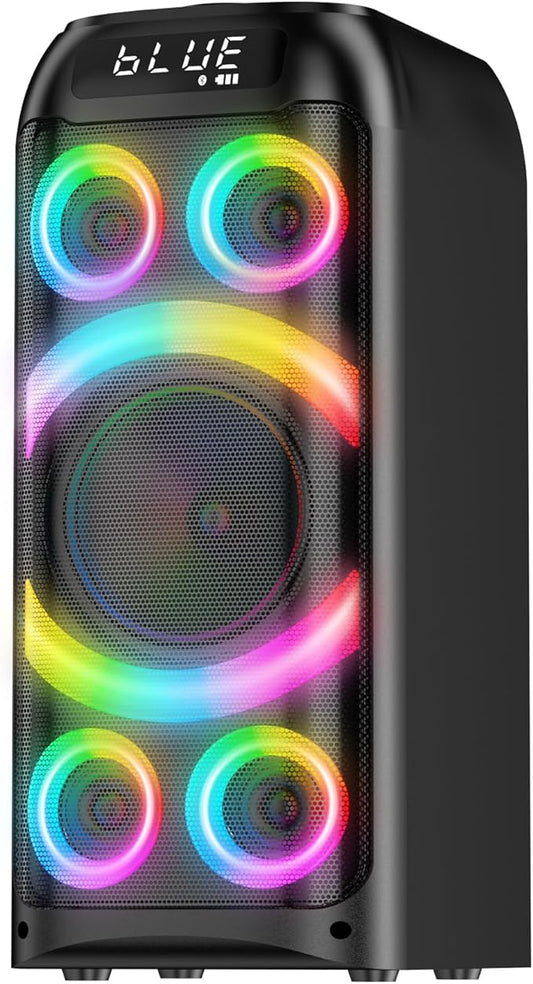 Bluetooth Speaker, 160W Peak Powerful Loud Stereo Sound Deep Bass Wireless Boombox Portable Large Party Speakers with Subwoofer TWS Pairing Dynamic LED Light for Outdoor Camping Backyard Events-CubbioJoy