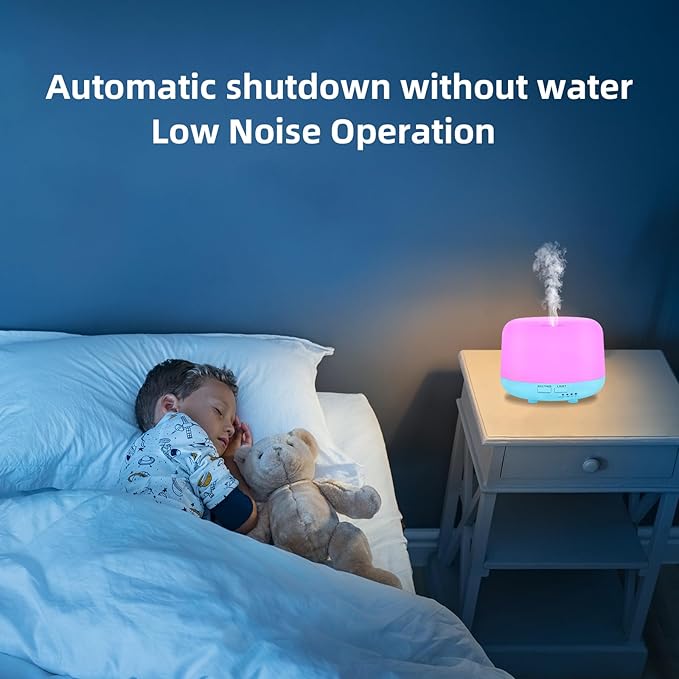 300ML Air Diffuser for Essential Oils, Ultrasonic Aromatherapy Diffuser, Remote Control Aroma Diffuser Humidfer, 7Color Changing LED Light,Auto-Off, Timer for Home, Bedroom, Office, Kids.-CubbioJoy