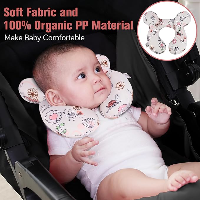 KAKIBLIN Baby Neck Pillow, Upgraded Baby Support Pillow,Babies Head Pillow,Neck Support Pillow for for Car Seat,Pushchair,Travel (Hippo)-CubbioJoy