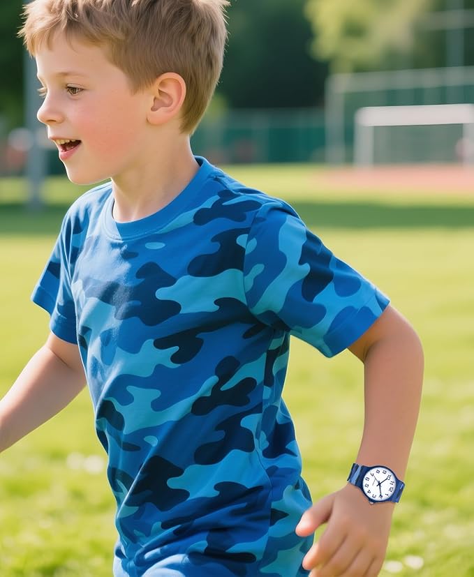 Kids Analog Watch Boys Girls, 30M Waterproof, Sports Watch for Boys, Easy to Read Children's Thin Dial Wrist Watches with Soft Band, for Ages 5-15 Kids Great Birthday Gifts Christmas Day-CubbioJoy