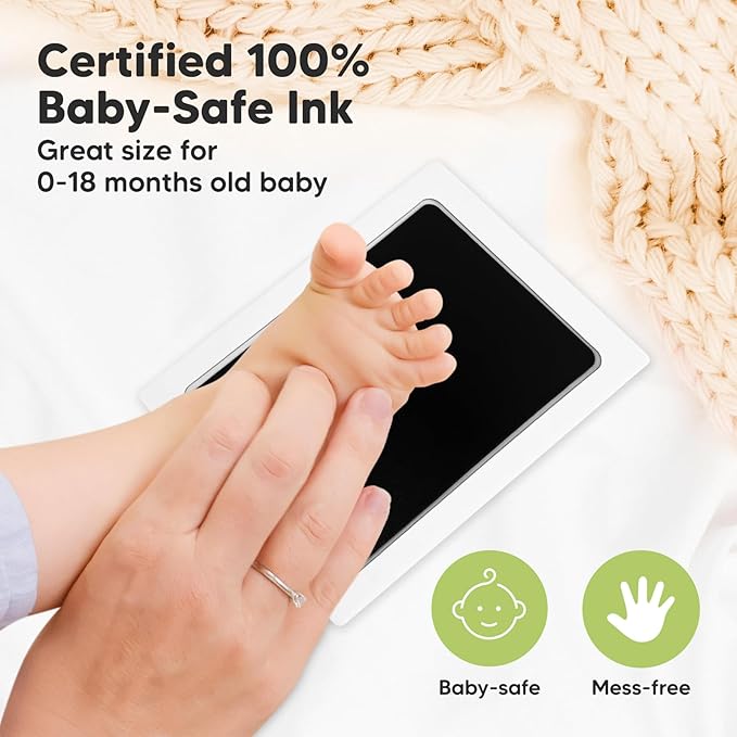 2-Pack Inkless Baby Hand and Footprint Kit - Mess Free Ink Pad for Newborn Keepsake, Dog Nose & Paw Print Kit, Clean Touch Ink Pad for Baby Hand & Footprints, Ideal New Mom Gifts (Jet Black, L)-CubbioJoy