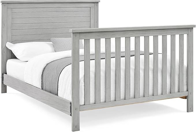 Delta Children Simmons Kids Caden 6-in-1 Convertible Crib with Trundle Drawer, Greenguard Gold Certified, Rustic Mist-CubbioJoy