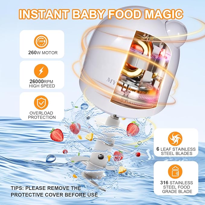 Baby Food Maker & Food Processor, Upgraded 14-in-1 Baby Food Blender, Puree Maker, Puree Grinder for Fruit, Veggies, Meat, Baby Feeding Essentials, Shower Gifts Set-CubbioJoy
