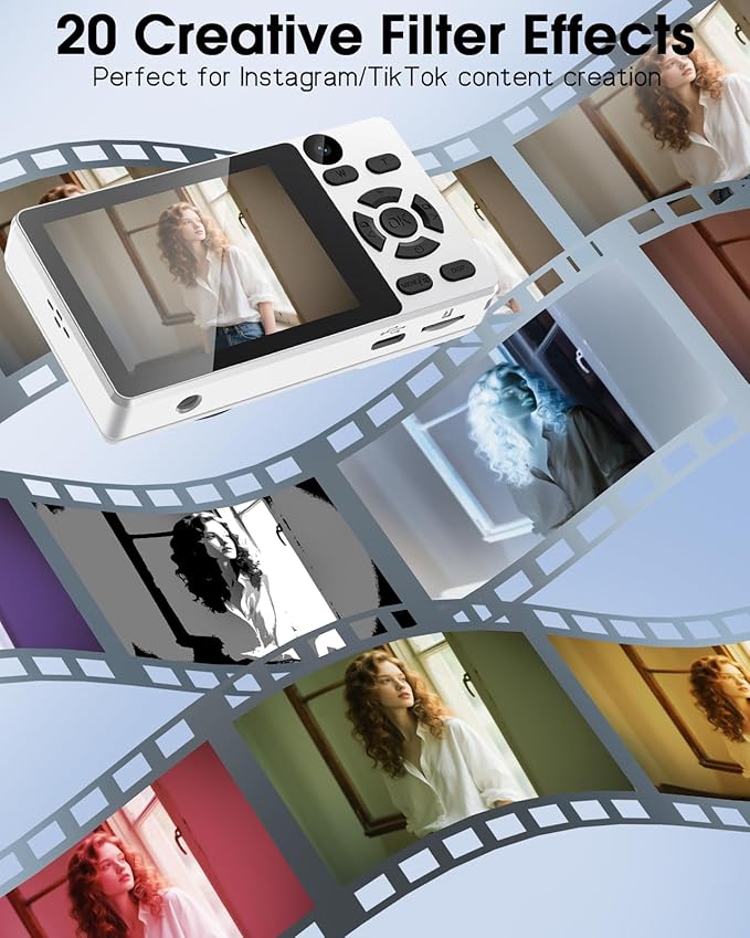 Digital Camera with Front Rear Lens, Autofocus 64MP 4K Camera for Photography with 32GB Card, Portable Compact Point and Shoot Camera for Teens Adult Beginner with Metal Shell, 2000mAh Battery-CubbioJoy