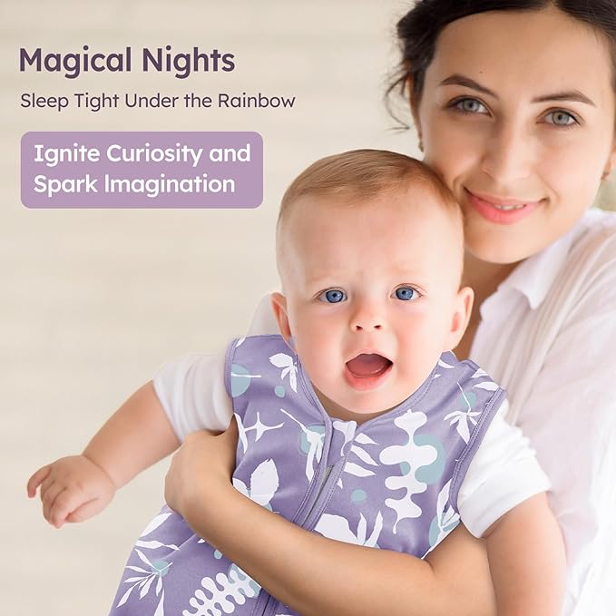 Baby Sleep Sack 12-18 Months 3 Pack 100% Cotton Lightweight 0.5 TOG Wearable Blanket Baby Sleep Bag with 2-Way Zipper for Newborn Infant Purple Leaf-CubbioJoy