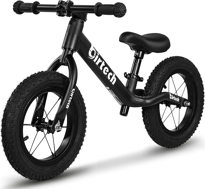12" Balance Bike for 2, 3, 4, 5 Year Old Boys and Girls, Lightweight Nylon Frame Toddler Training Bike No Pedal Bikes for Kids with Adjustable Seat and Air Tires