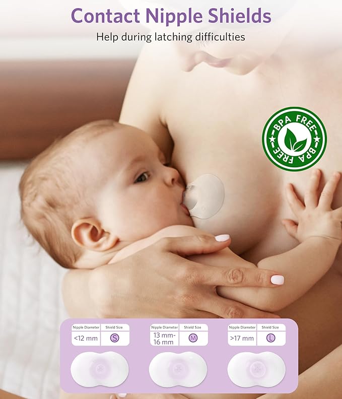 Breastfeeding Essentials Kit for Nursing Moms - Manual Breast Pump, Nipple Shields, Milk Collectors, Breastmilk Storage Bags, Soothing Gel Pads for Breastfeeding Newborn Relief for Sore Nipples 37 Pcs-CubbioJoy