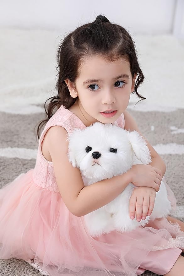 CU-MATE Interactive Maltese Simulation Dog-Realistic Puppy Electronic Toy Dog with Walking/Barking/Wagging Tail/Talking- Robotic Pet Toy Present Gift for Toddler Girls Boys-CubbioJoy