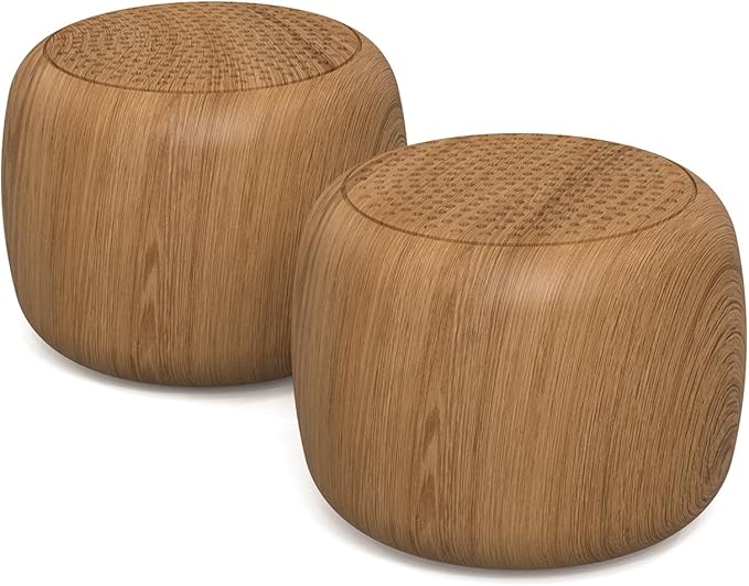 Babelio White Noise Sound Machine for Adults Kids Baby, Mini, 15 Non-looping Sounds, Timer, Memory Function, Easy to Pocket and Travel Wood 2 Pack-CubbioJoy